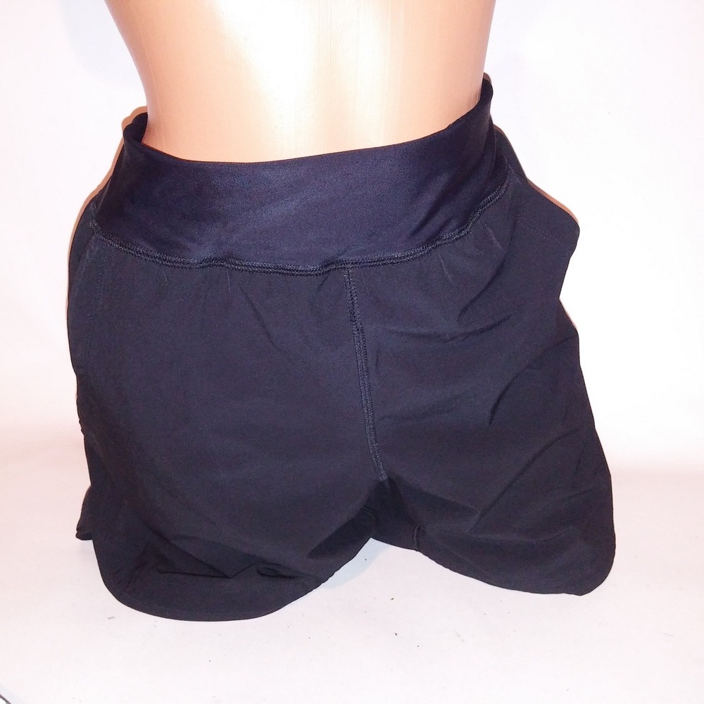Lands End Swim Shorts Size 10 Black Solid Attached Brief Underneath